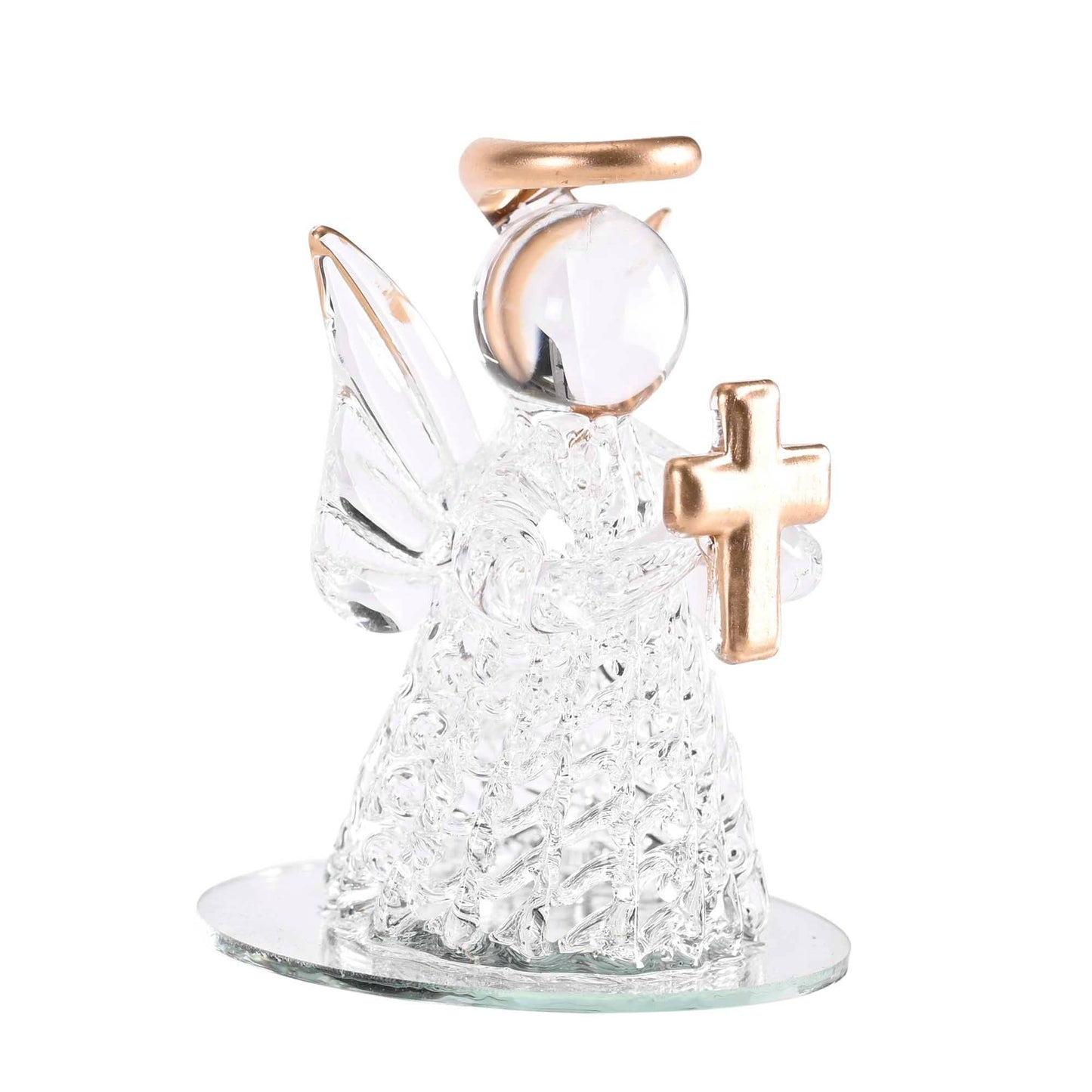 Tabletop Decor Angel Gold Cross Glass 3H