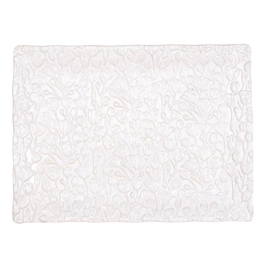 Tulip Fields Platter   White   15.5x11.5