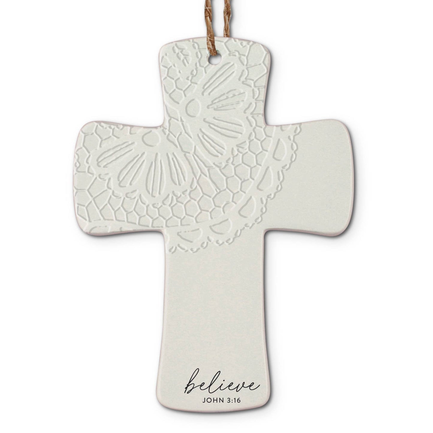 🎄 Christmas Ornament Cross Lace Believe