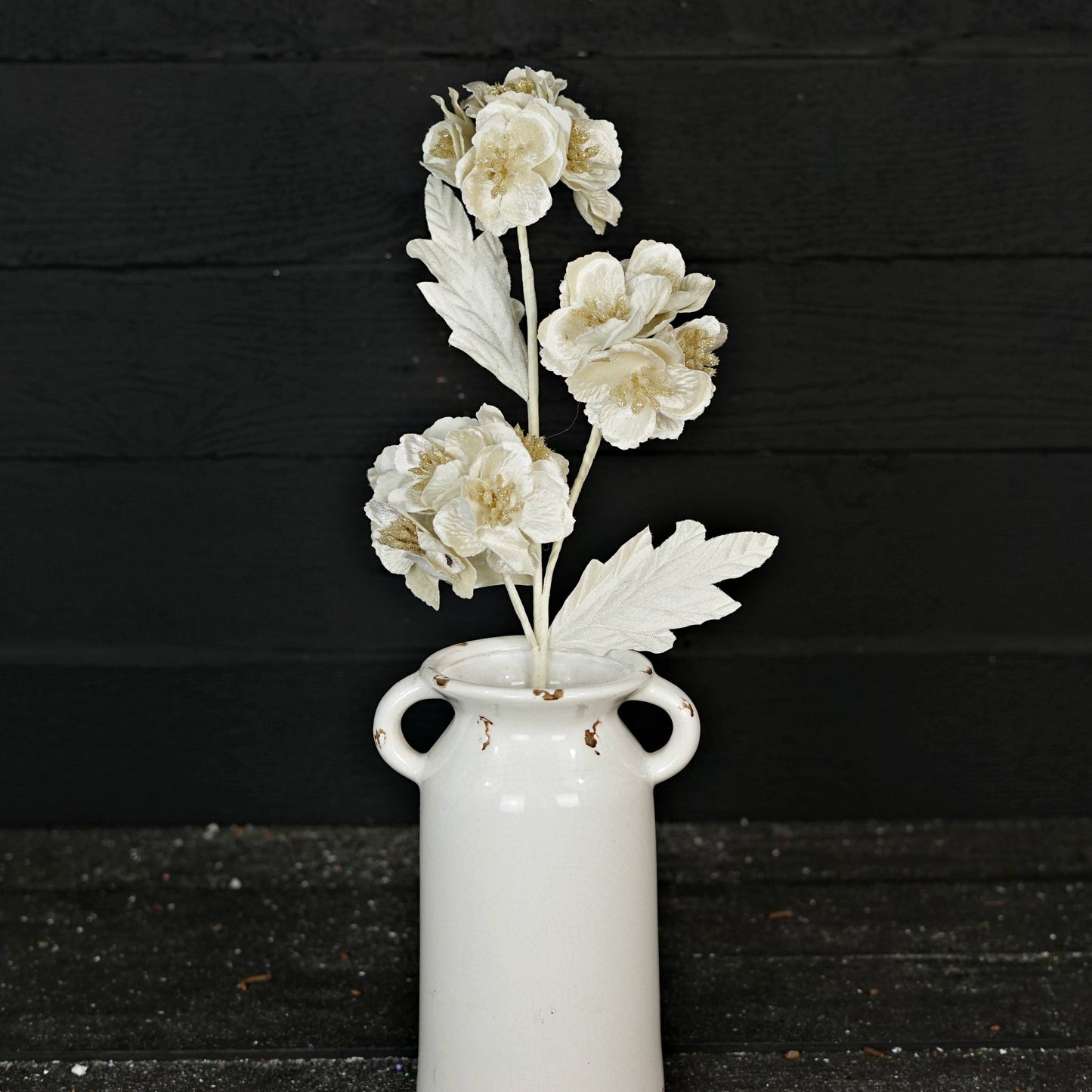 ISB79611- 23in Velvet Cluster Hydrangea Spray-Cream