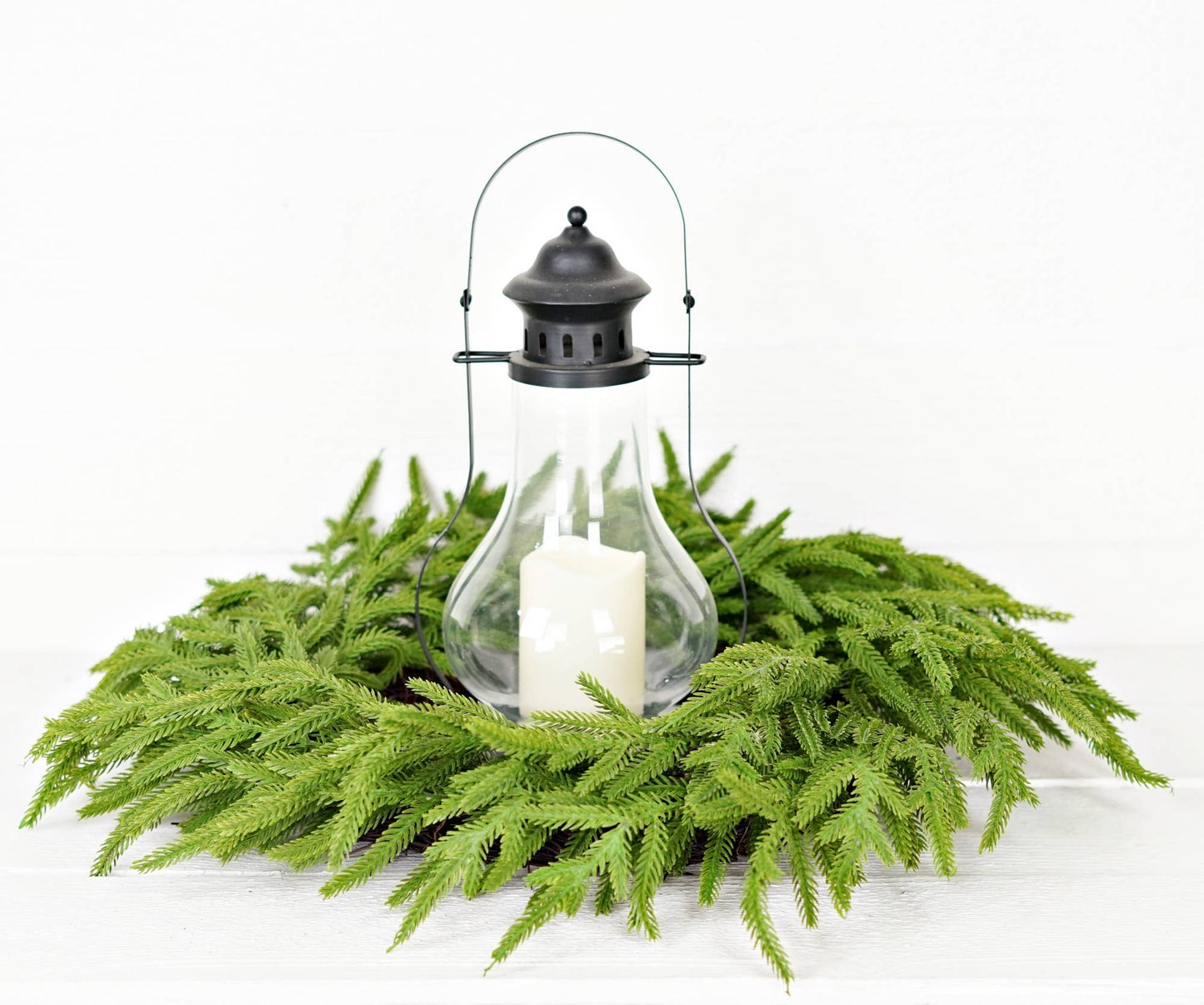 24in Twig Wreath-Soft Touch Evergreen Norfolk Pine-
