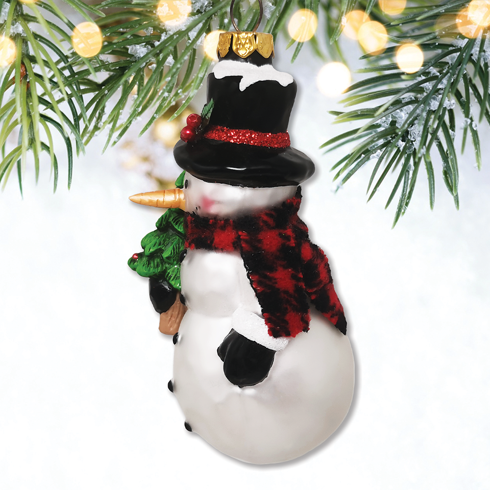 Comfy Snowman and Radiant Christmas Blown Glass Ornament