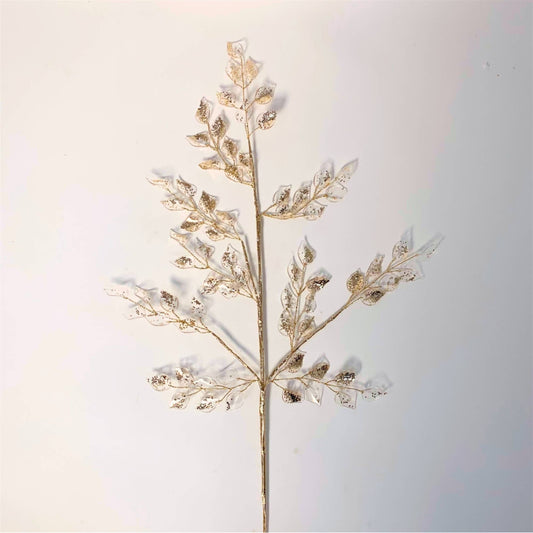 ELEVATED ACRYLIC CLEAR LEAF GLITZ SPRAY - CHAMPAGNE 20.5"