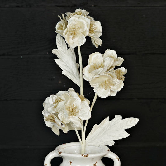 ISB79611- 23in Velvet Cluster Hydrangea Spray-Cream