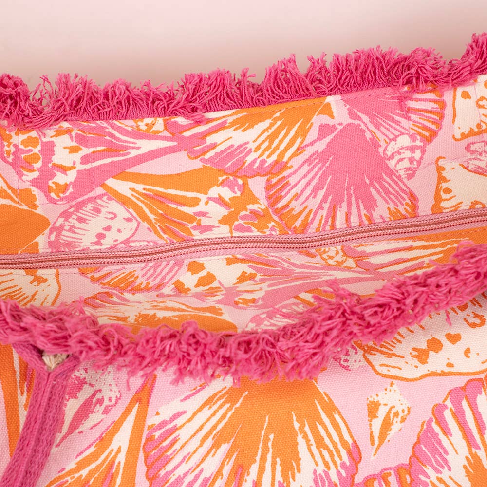 Sanibel Fringe Tote   Pink/Apricot/Blossom   24x12
