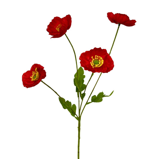 Flowering Fields Mini Poppy Spray - Red - 23.5”