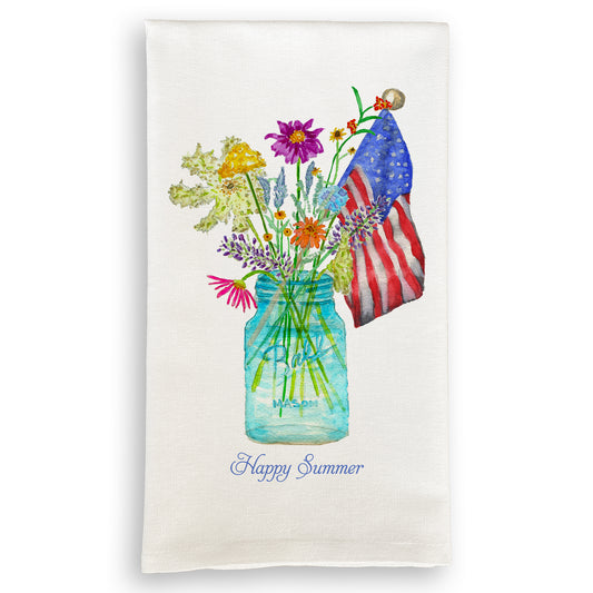 Wild Flowers in Mason Jar Dish Towel