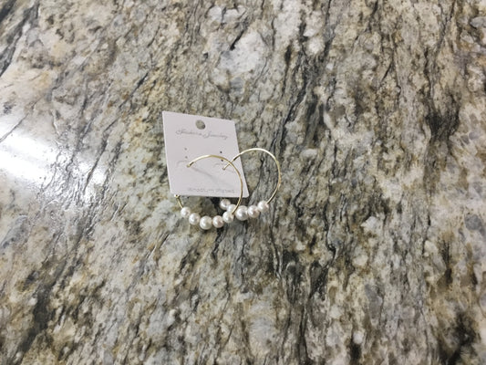 Gold Hoop w/ Pearls Earrings