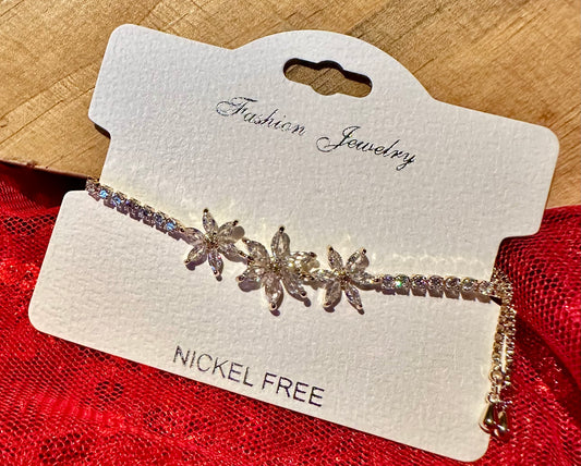 Clear Triple Flower Bracelet