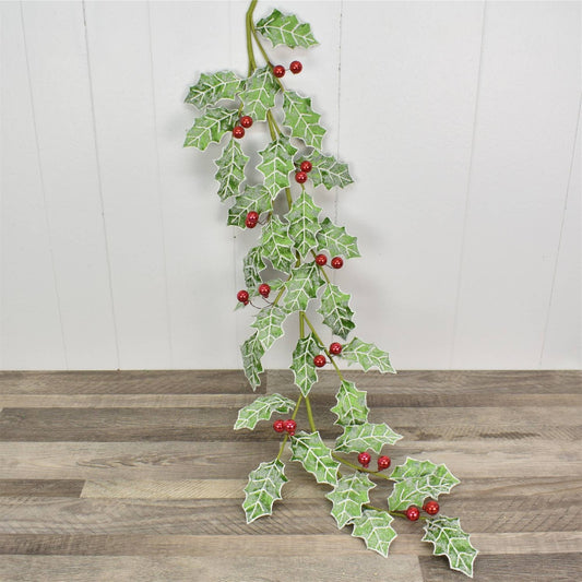 53" Frosted Holly Berry Garland