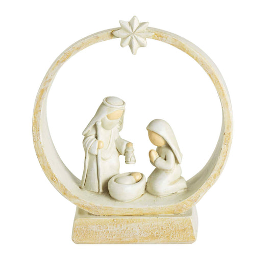 1-Piece Holy Family In Creche 4.625in