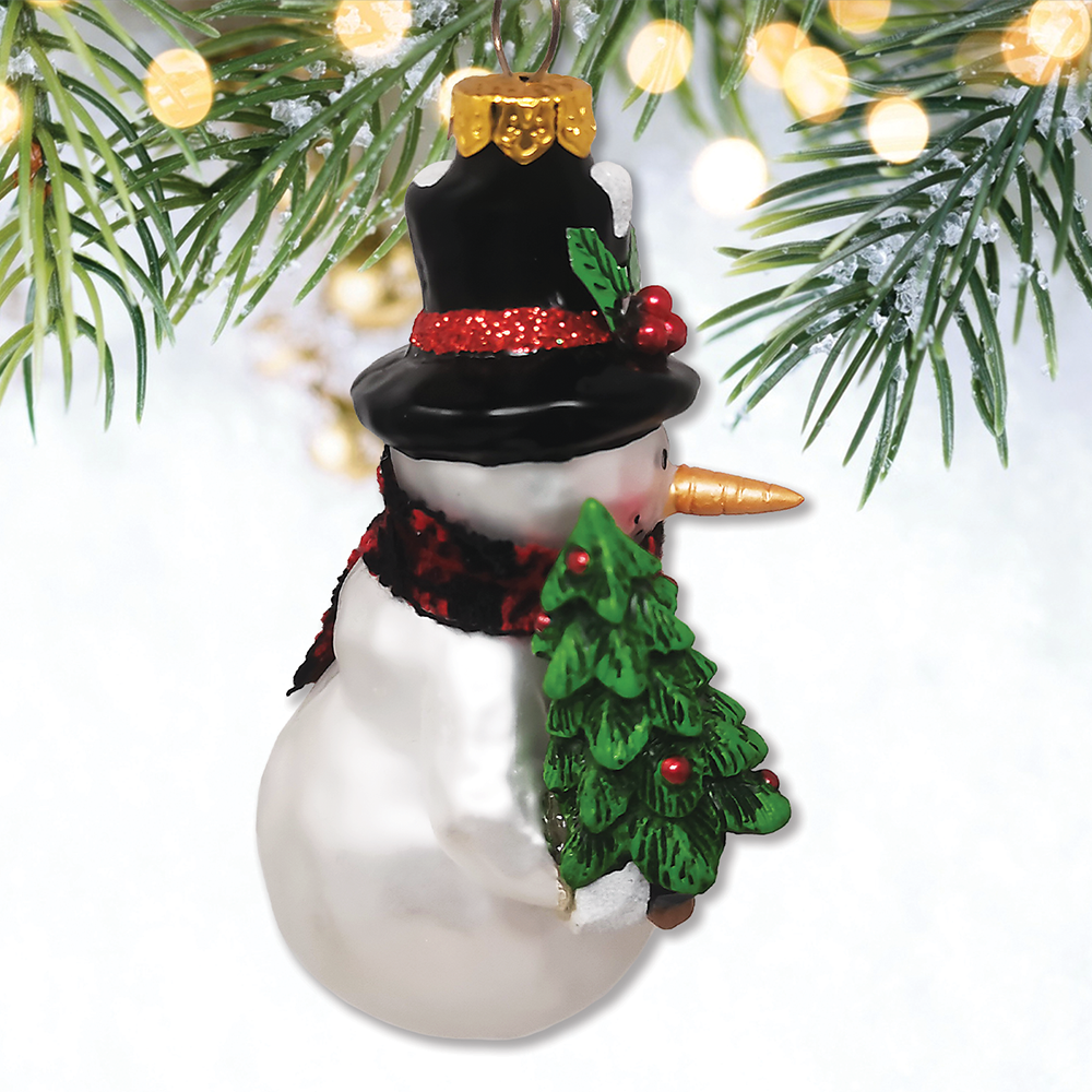 Comfy Snowman and Radiant Christmas Blown Glass Ornament
