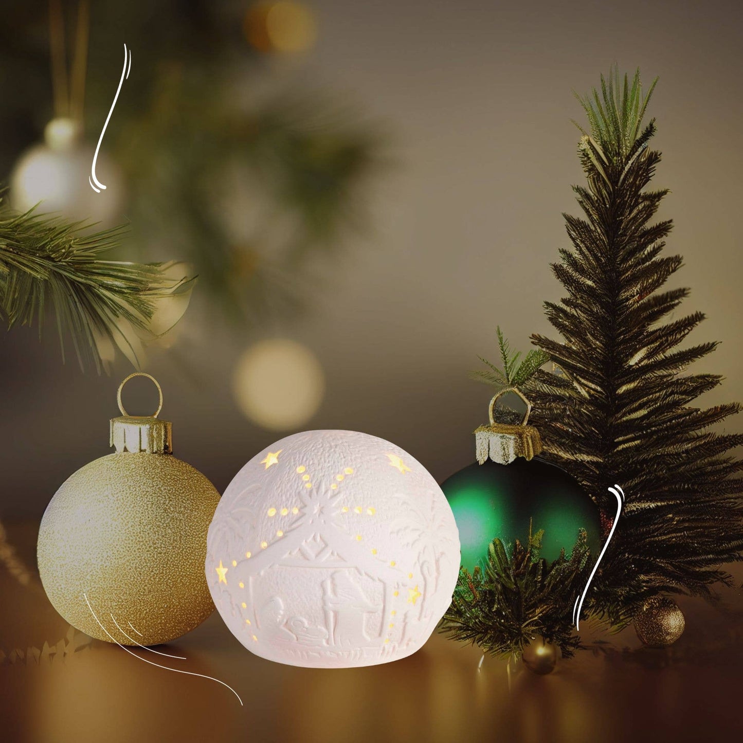 Nativity LED Light Up Orb Porcelain 4H