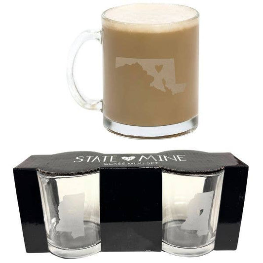 State Of Mississippi Glass Mug Set of 2  - 10.5oz State Of Mine
