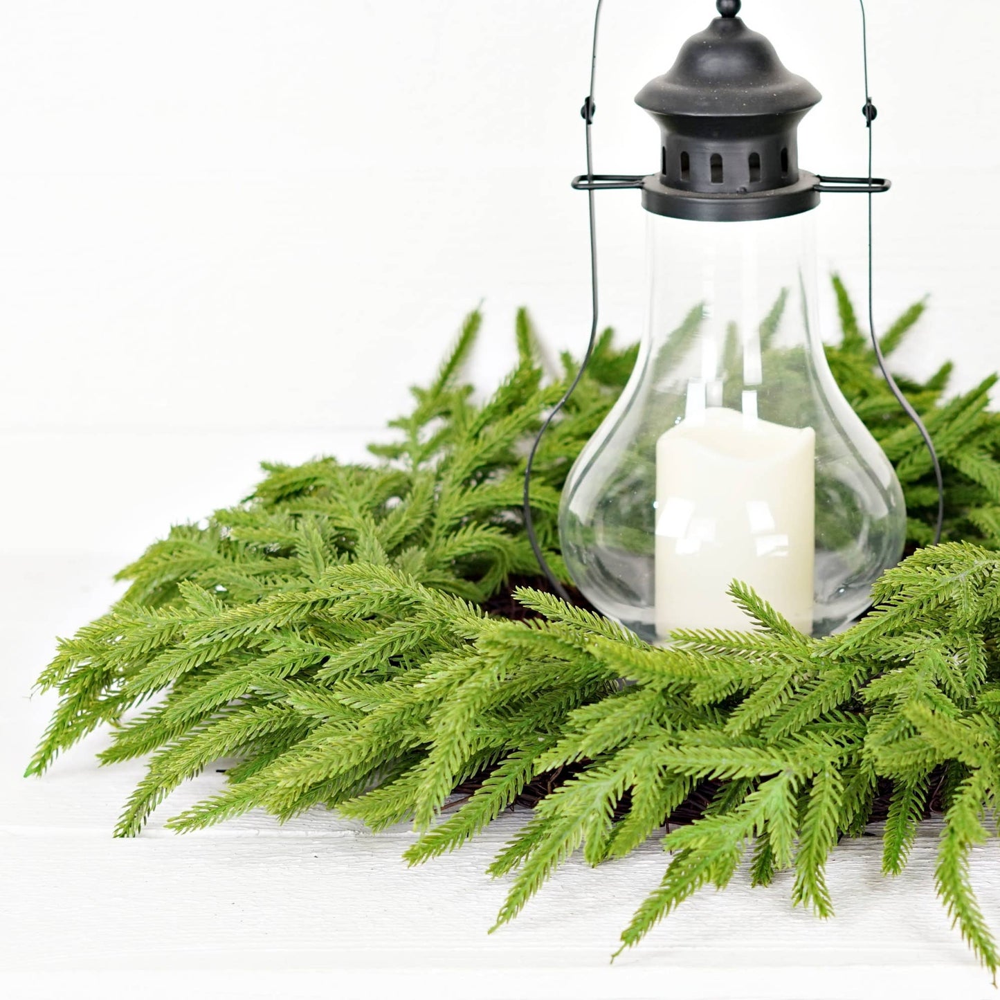 24in Twig Wreath-Soft Touch Evergreen Norfolk Pine-