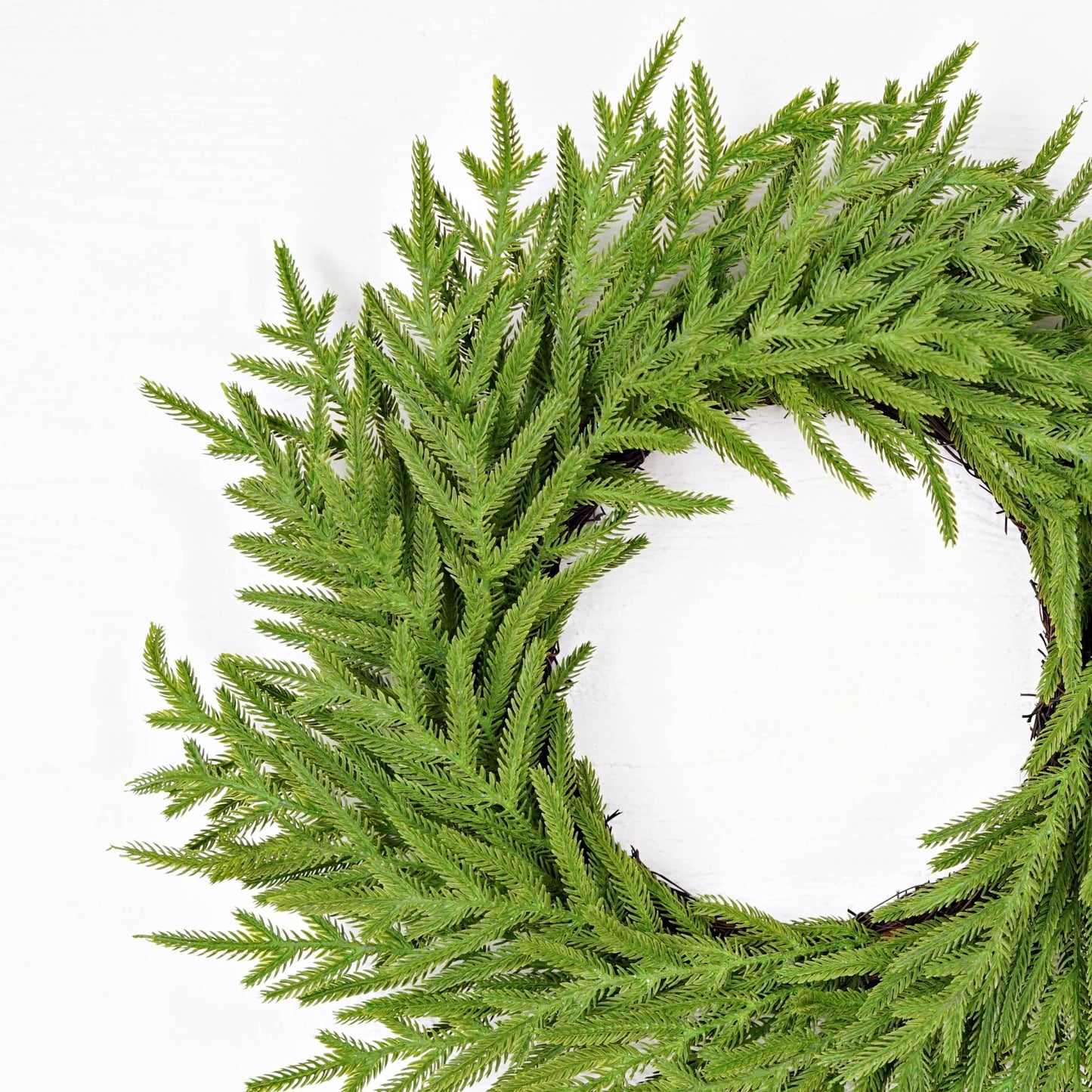 24in Twig Wreath-Soft Touch Evergreen Norfolk Pine-