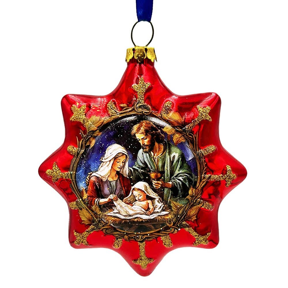 Graceful Nativity Star Glass Christmas Ornament