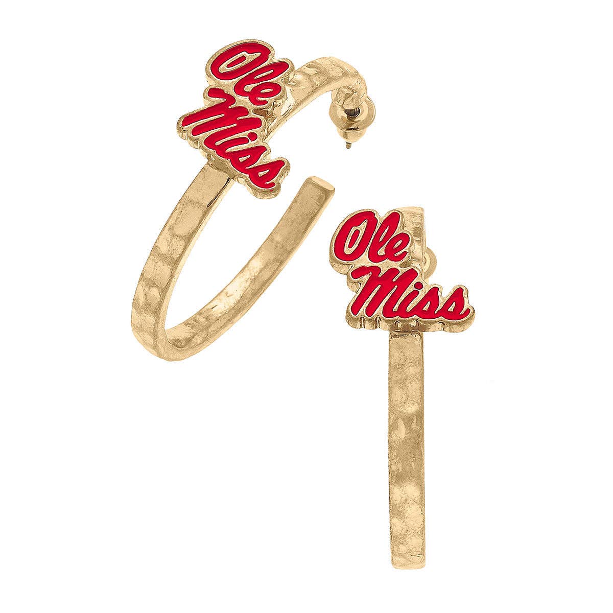 Ole Miss Rebels Enamel Logo Hoop Earrings in Red