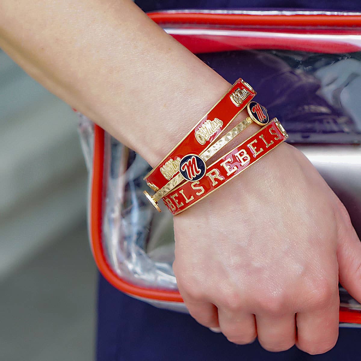 Ole Miss Rebels Enamel Logo Hinge Bangle: Navy